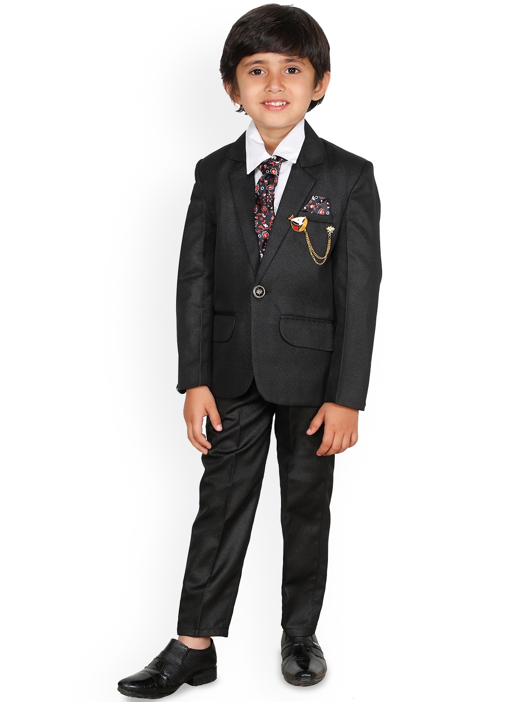 

BAESD Boys Single-Breasted Suit, Black