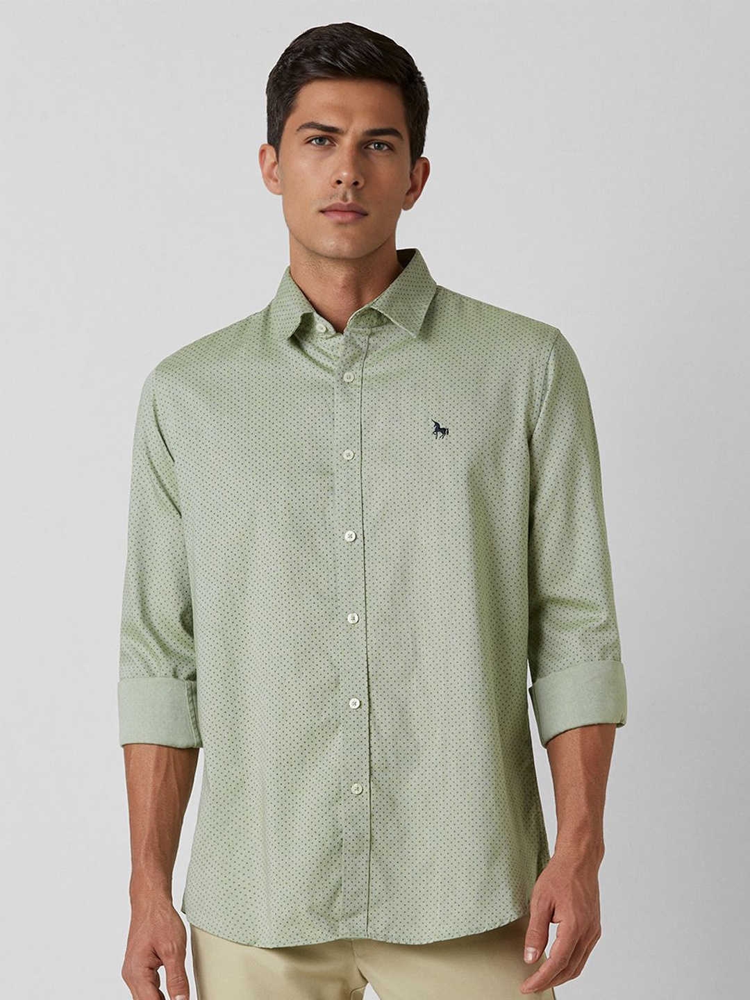 

Van Heusen Sport Men Slim Fit Opaque Printed Casual Shirt, Olive