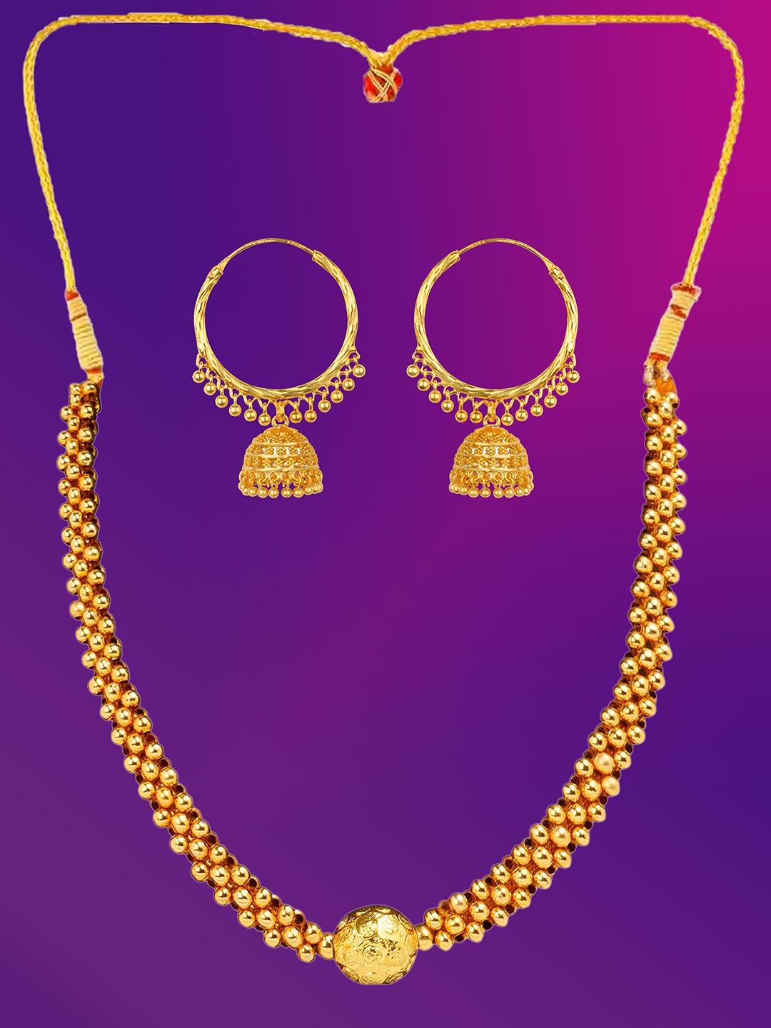 

Lila Gold-Plated Beaded Jewellery Set