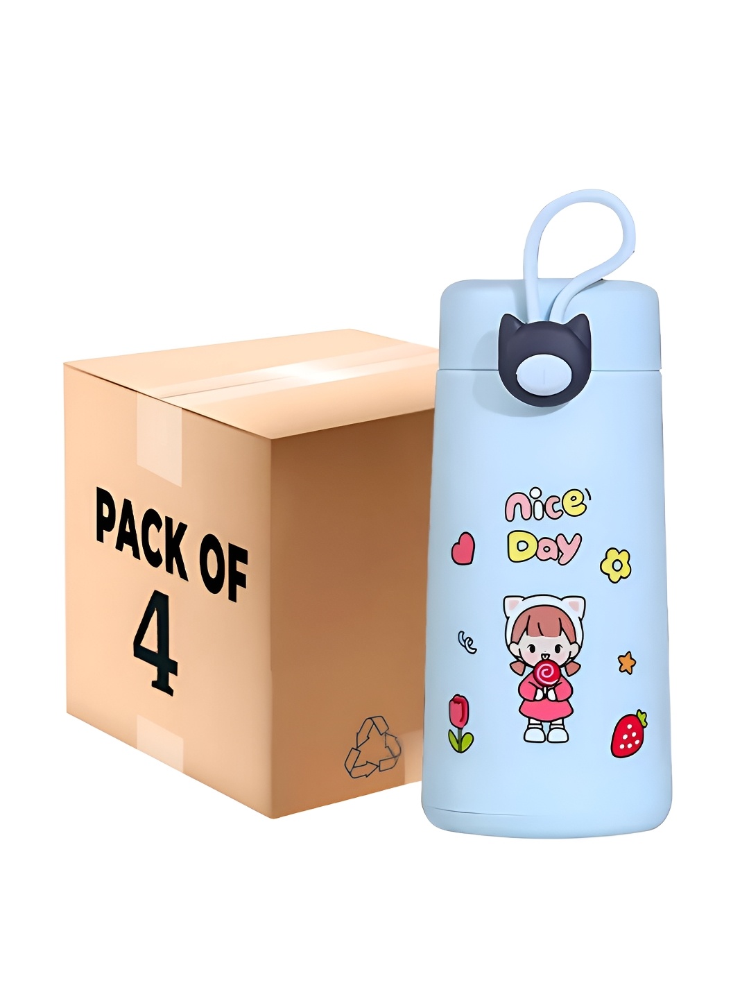 

WELOUR Blue & Yellow 4 Pieces Glass Water Bottle 350ml