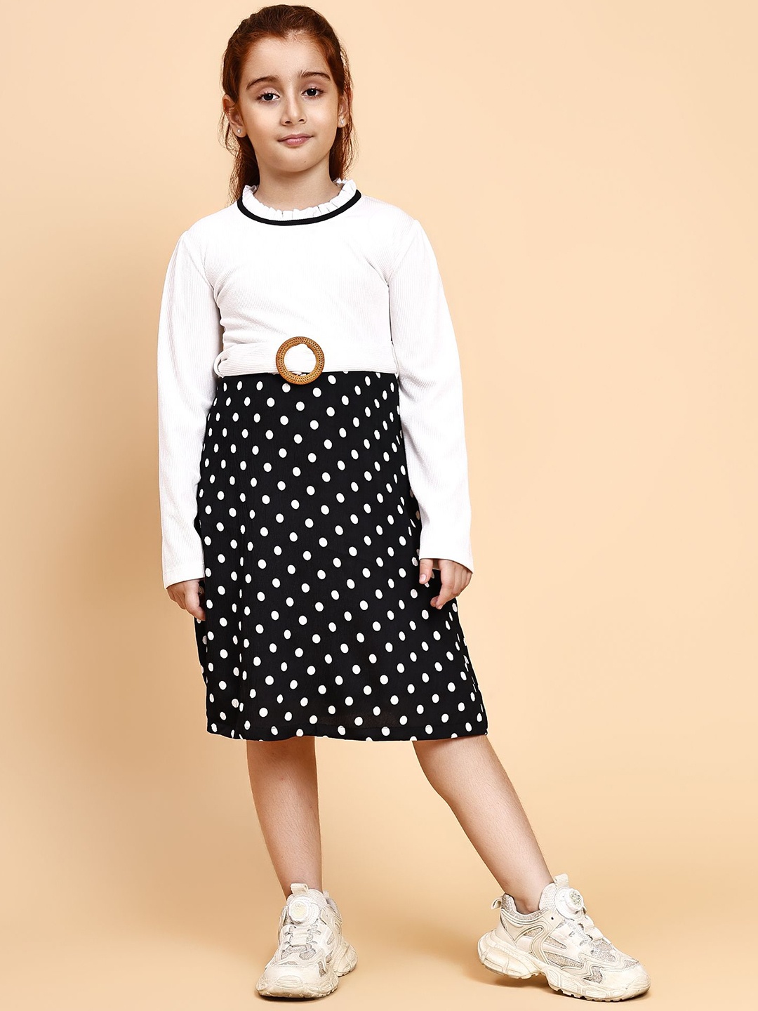 

YK Polka Dot Fit & Flare Dress, White