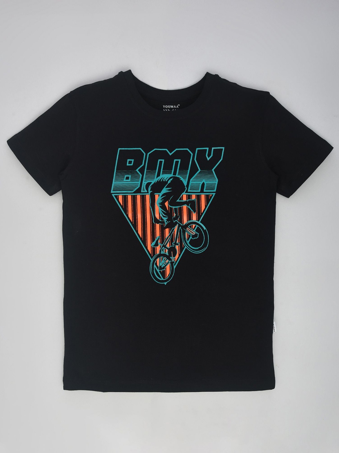 

YOUMAA Boys Bio Finish Graphic Printed Round Neck Pure Cotton T-shirt, Black