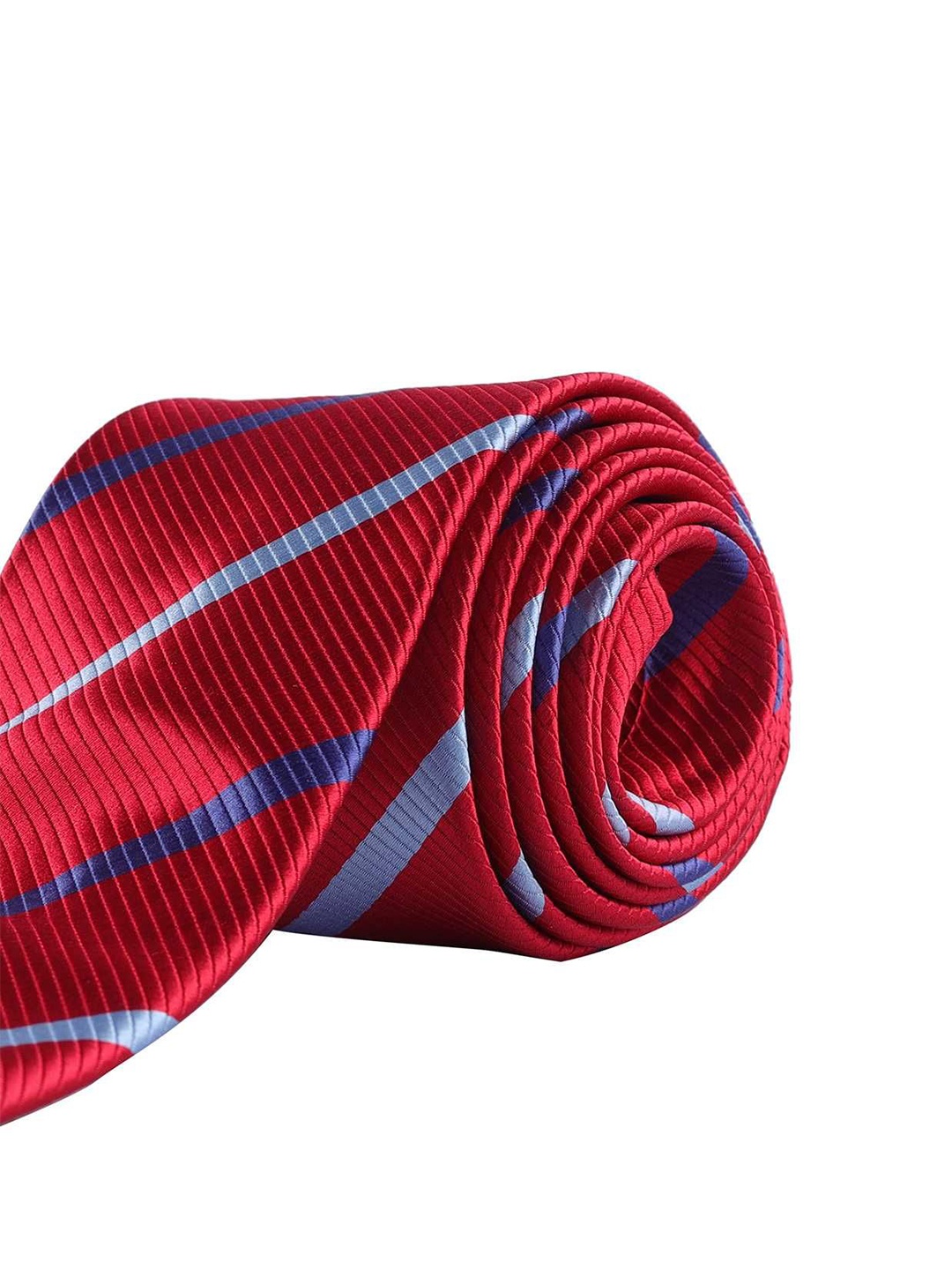 

The Tie Hub Men Striped Broad Tie, Red