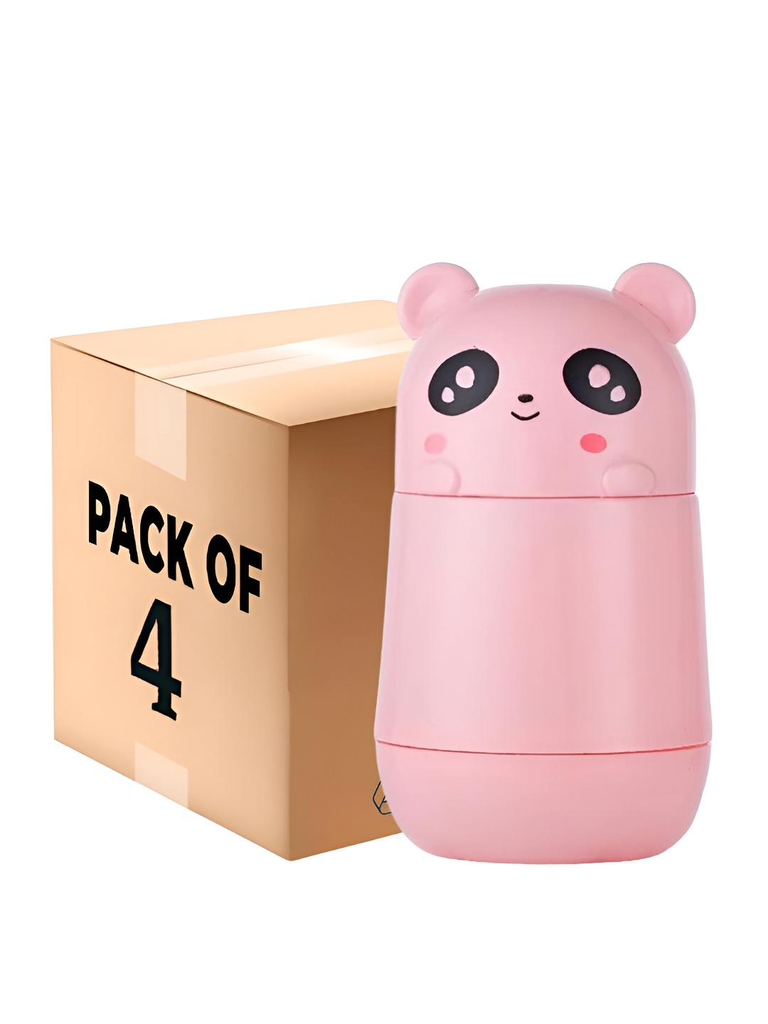 

WELOUR Panda Pink 4 Pieces Glass Water Bottle 450ml