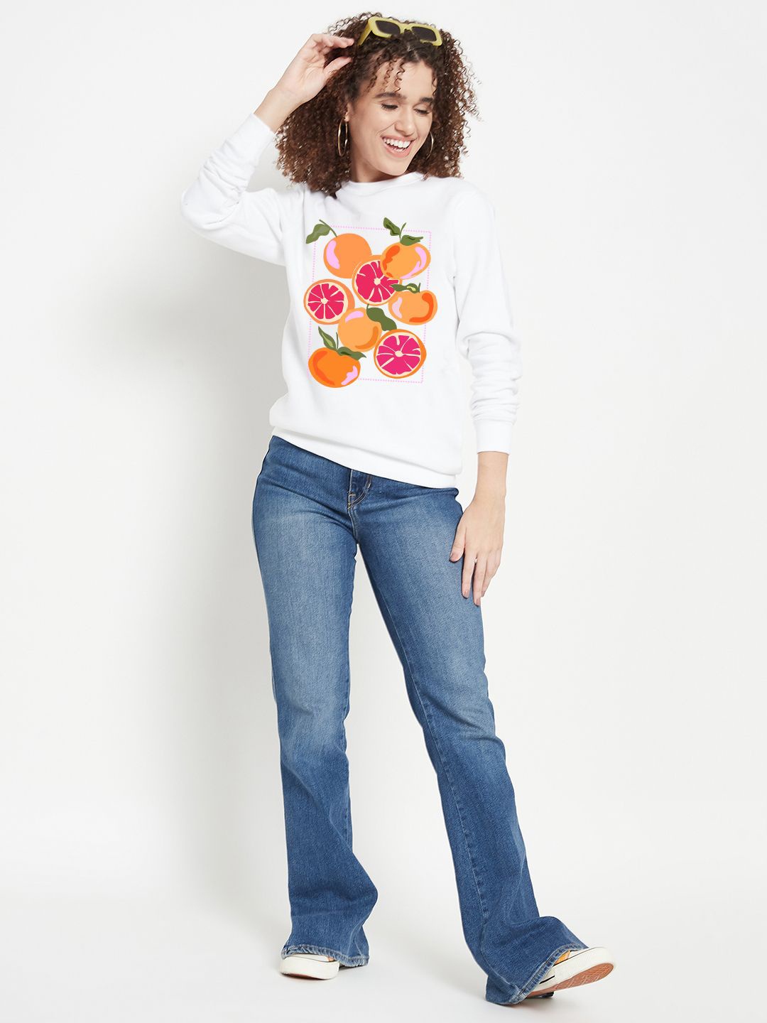 

Mast & Harbour Women Printed Sweatshirt, Off white
