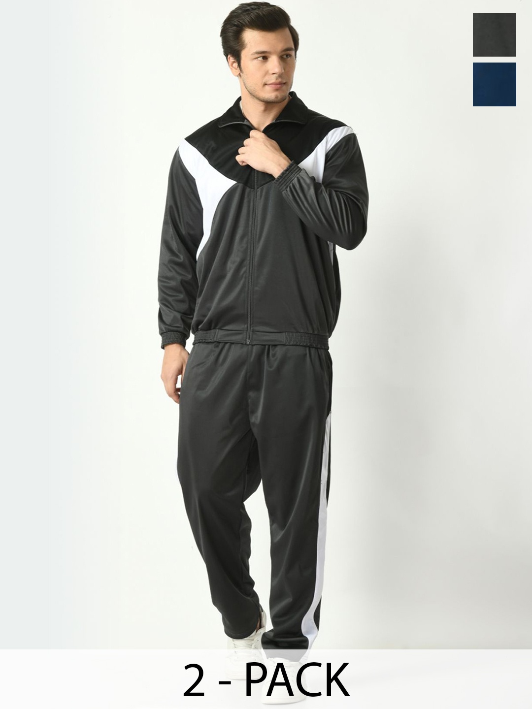 

BAESD Men Pack Of 2 Colourblocked Tracksuits, Black