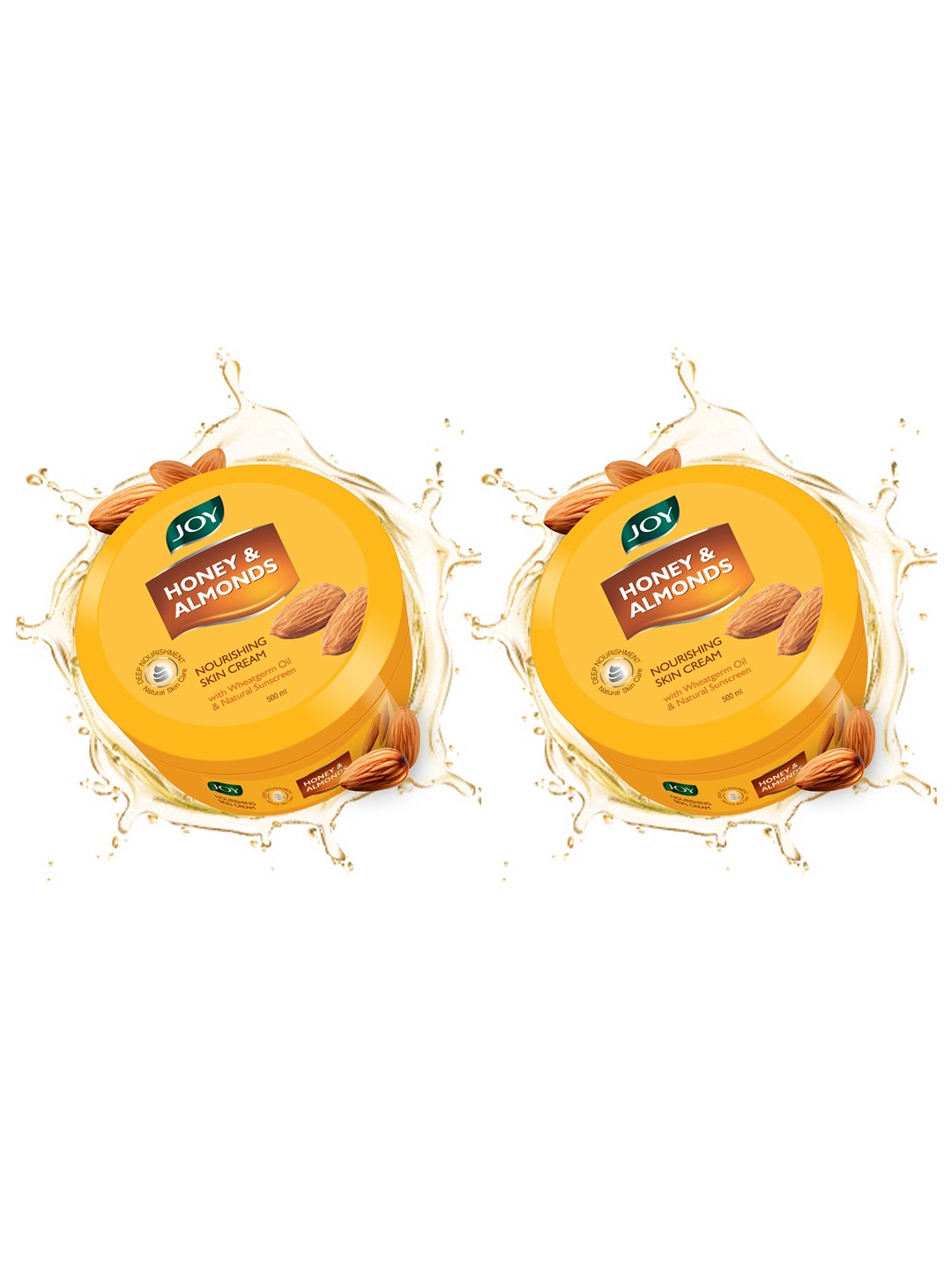

JOY Set Of 2 Honey & Almond Nourishing Skin Cream With Almond Oil & Aloe Vera - 500ml Each, Yellow