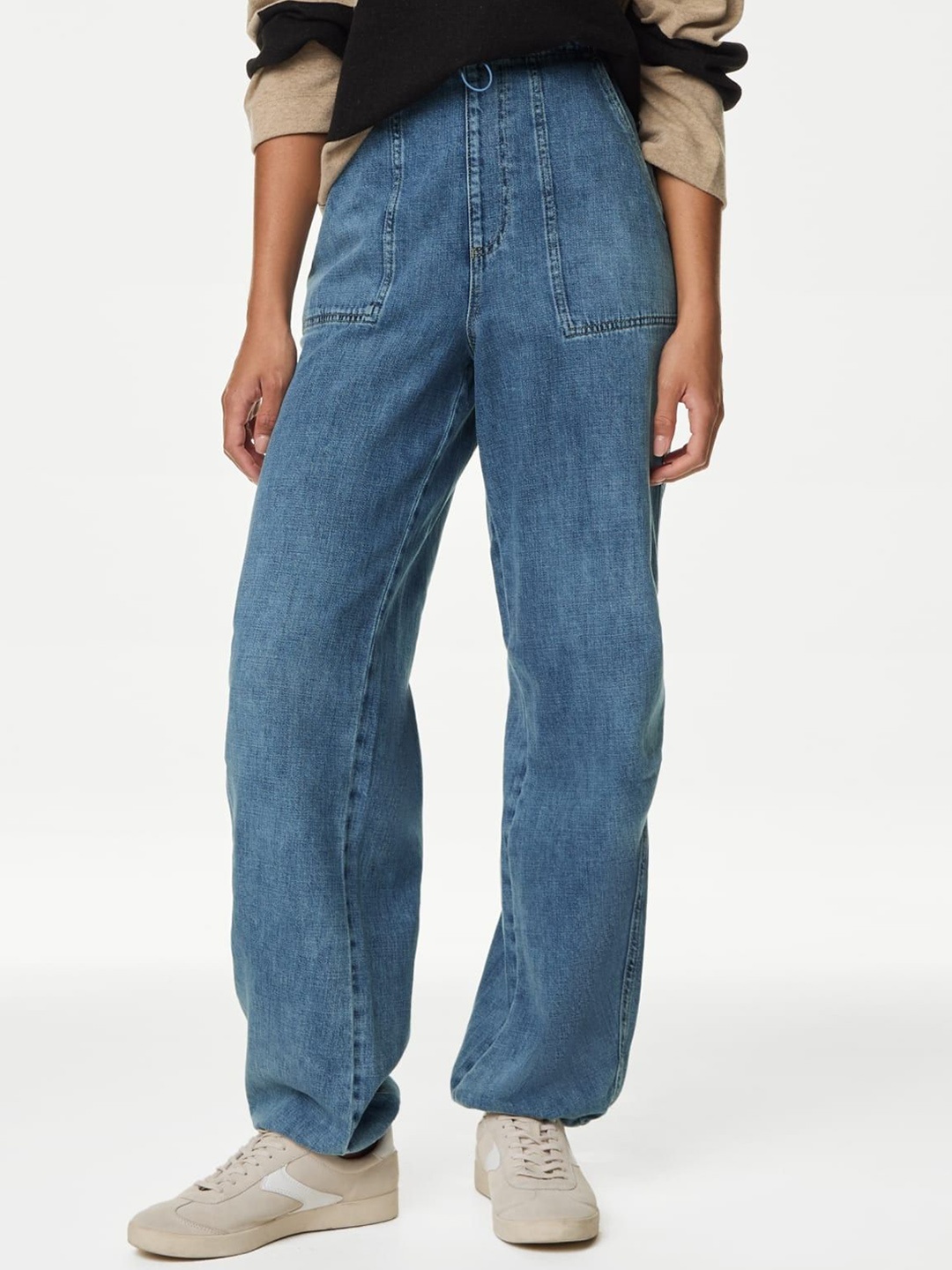 

Marks & Spencer Women Wide Leg High-Rise Jeans, Blue