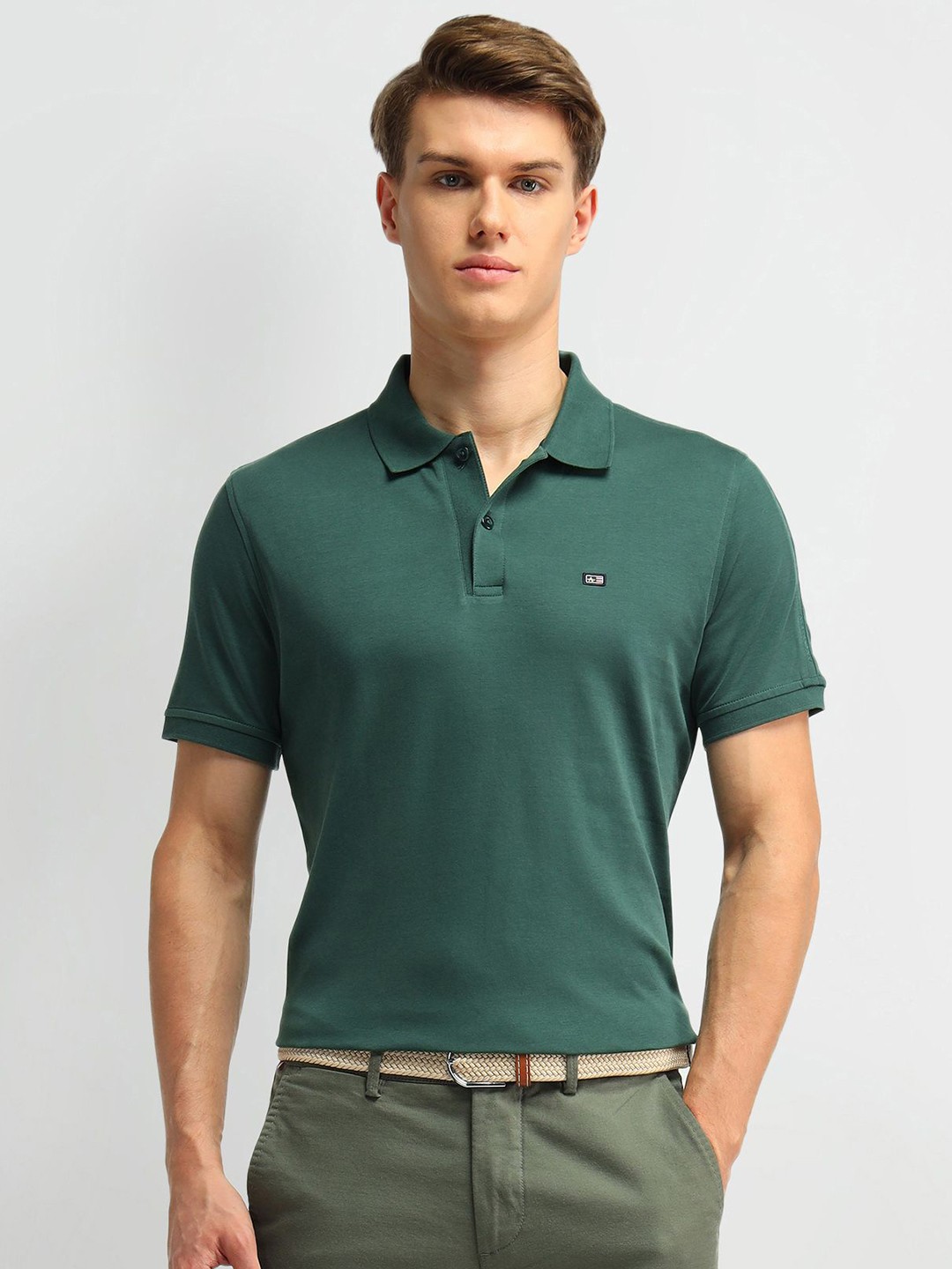 

Arrow Sport Men Brand Logo Polo Collar T-shirt, Green