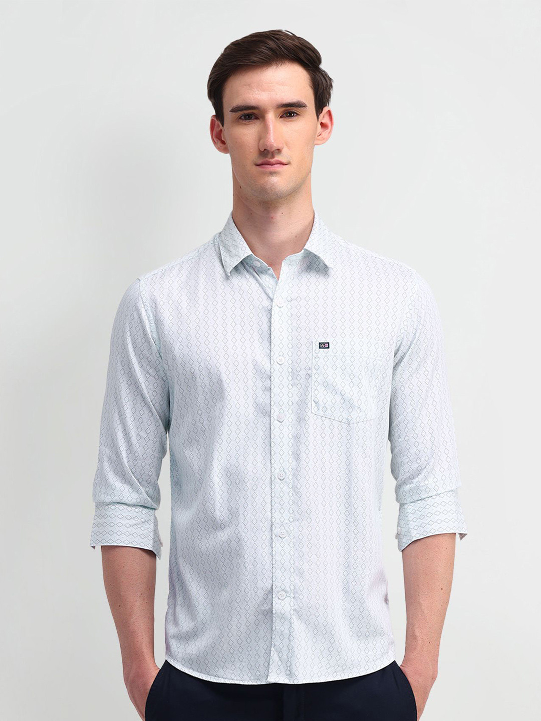 

Arrow Sport Men Manhattan Slim Fit Opaque Printed Formal Shirt, Blue