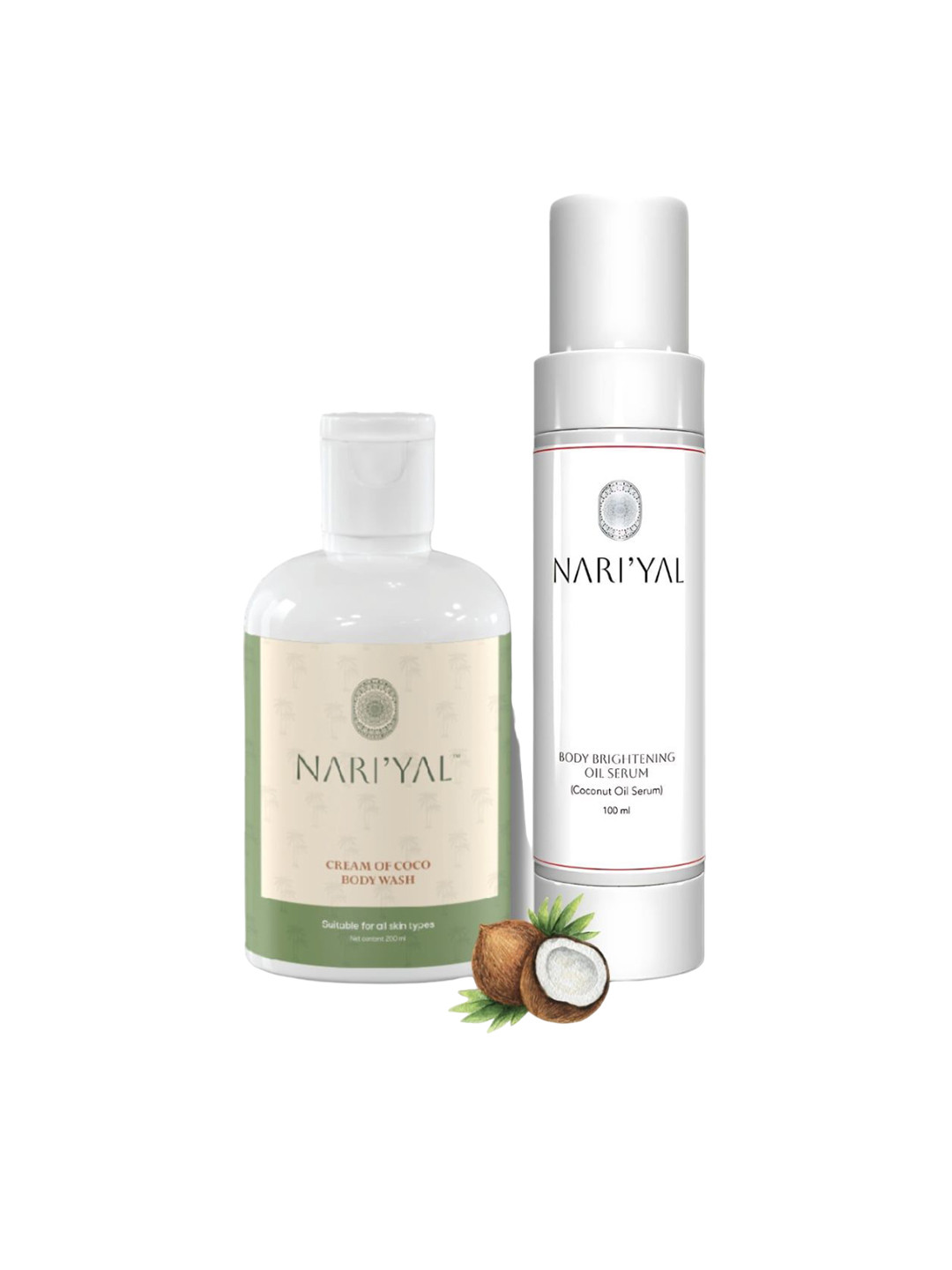 

NARIYAL Set Of Cream Of Coco Body Wash & Coconut Oil Body Serum - 300ml, White