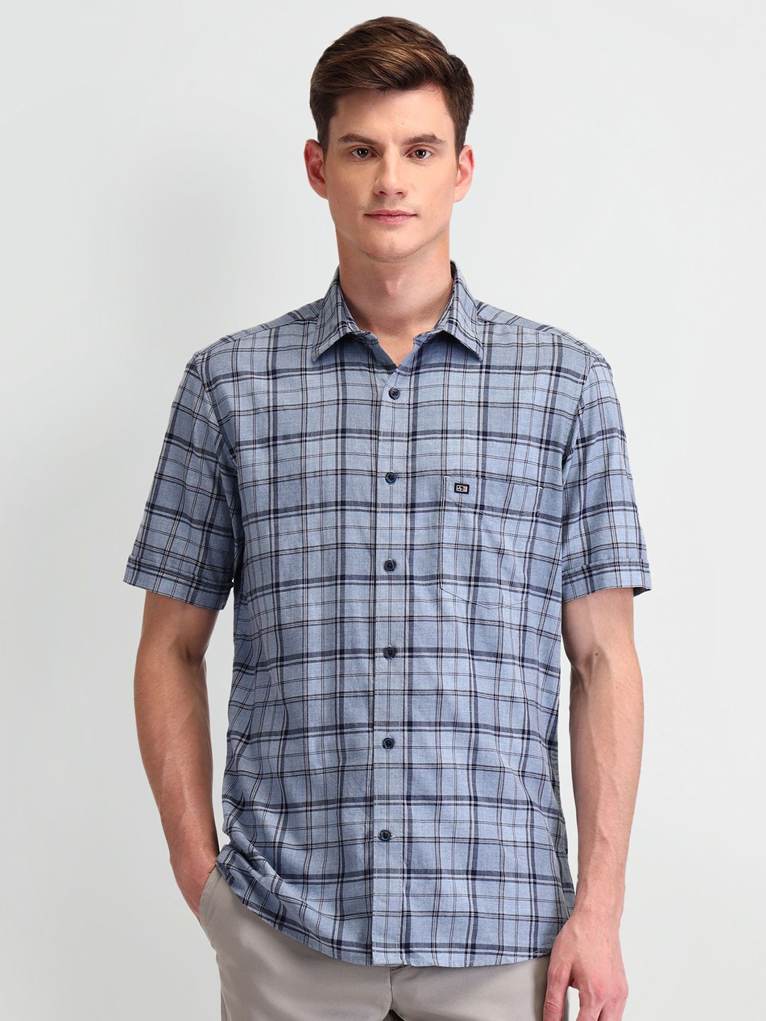 

Arrow Sport Men Classic Opaque Checked Casual Shirt, Blue