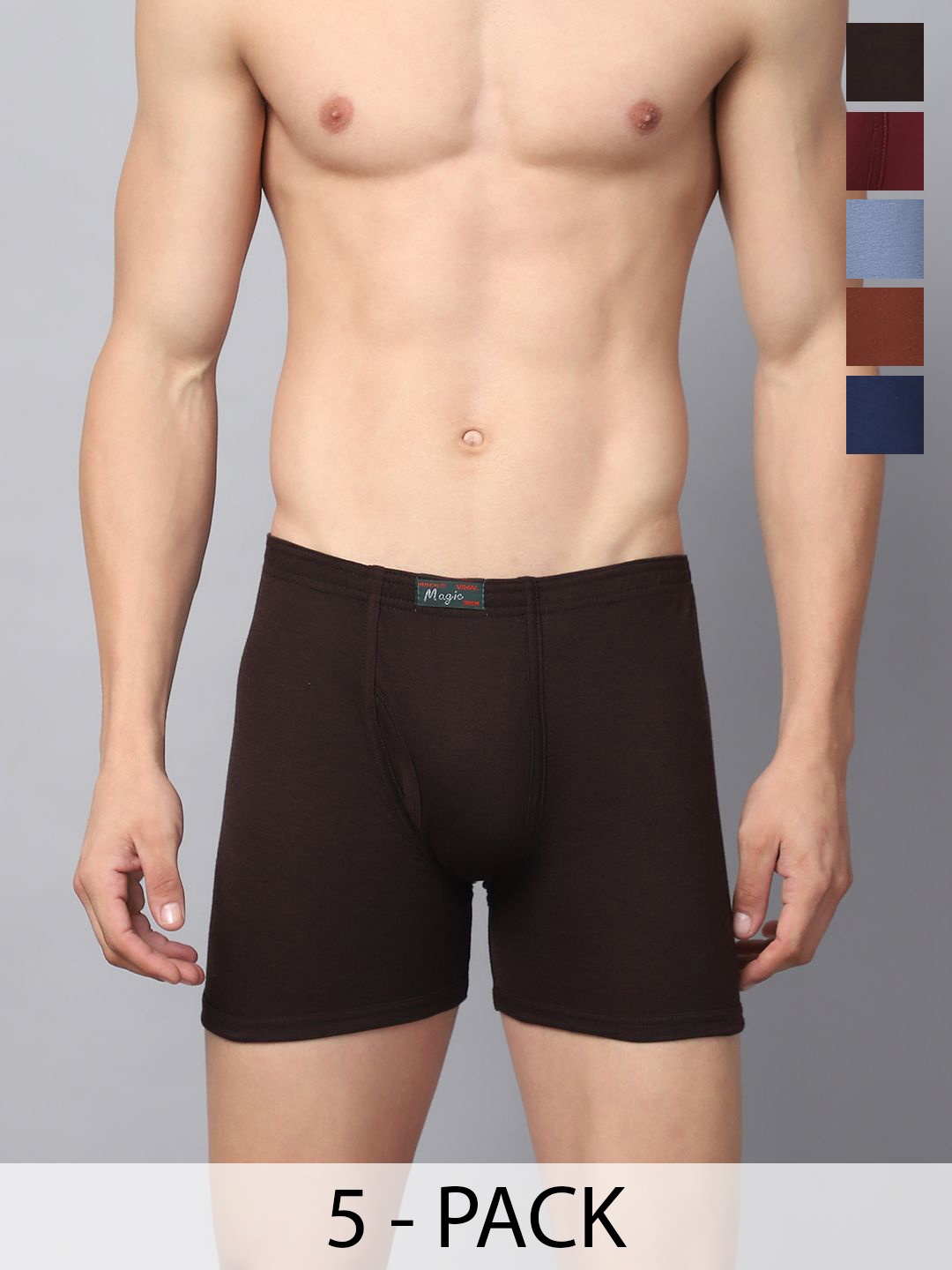 

VIMAL JONNEY Pack Of 5 Cotton Assorted Trunks MAGIC_BLUE_J.._05