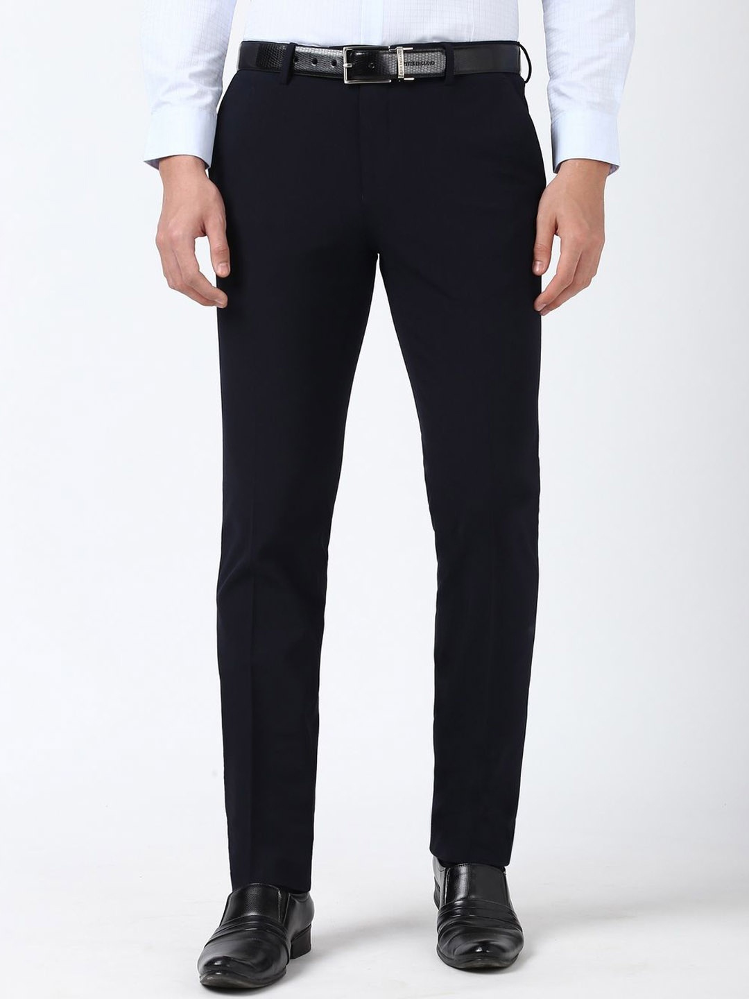 

Peter England Men Slim Fit Trousers, Navy blue