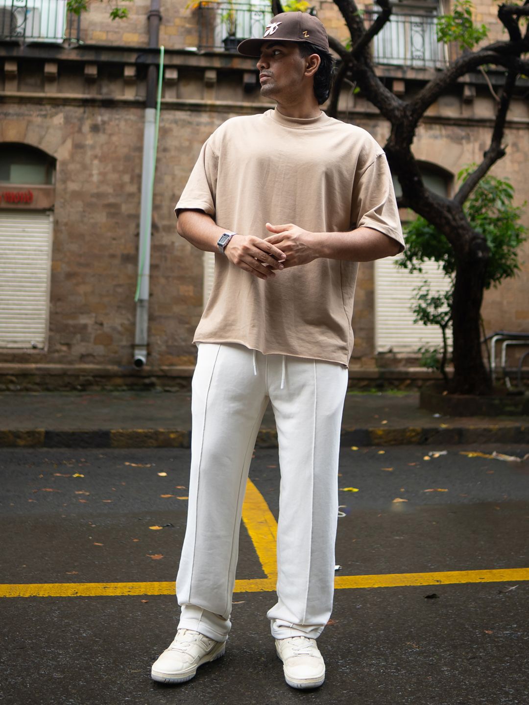 

Powerlook Men Baggy-Fit Mid-Rise Track Pants, White