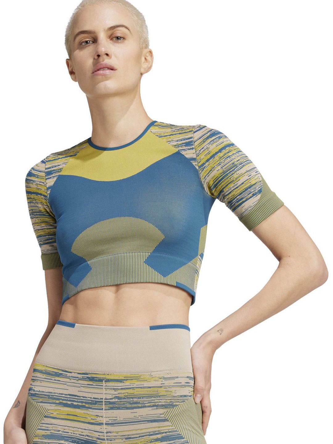 

ADIDAS Women Asmc Tst SAbstract Printed Fitted Crop Tops, Blue