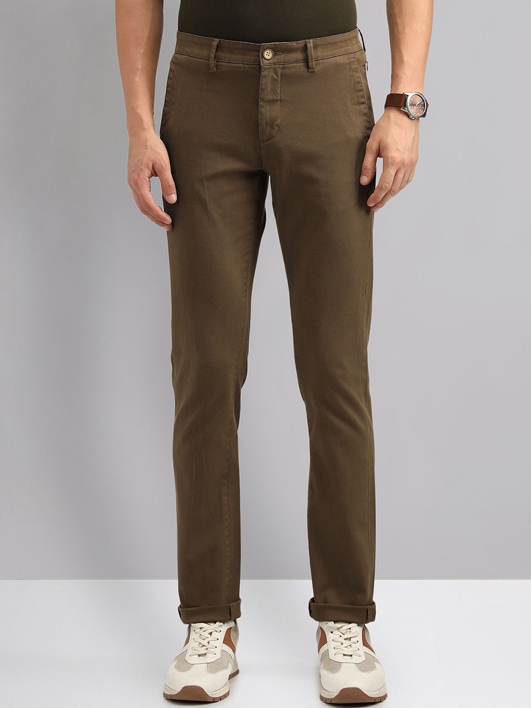 

AD By Arvind Men Slim Fit Regular Trousers, Olive