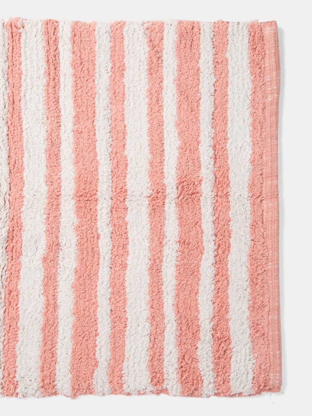 

Fabindia Pink & White Striped Cotton 1800 GSM Bath Rugs