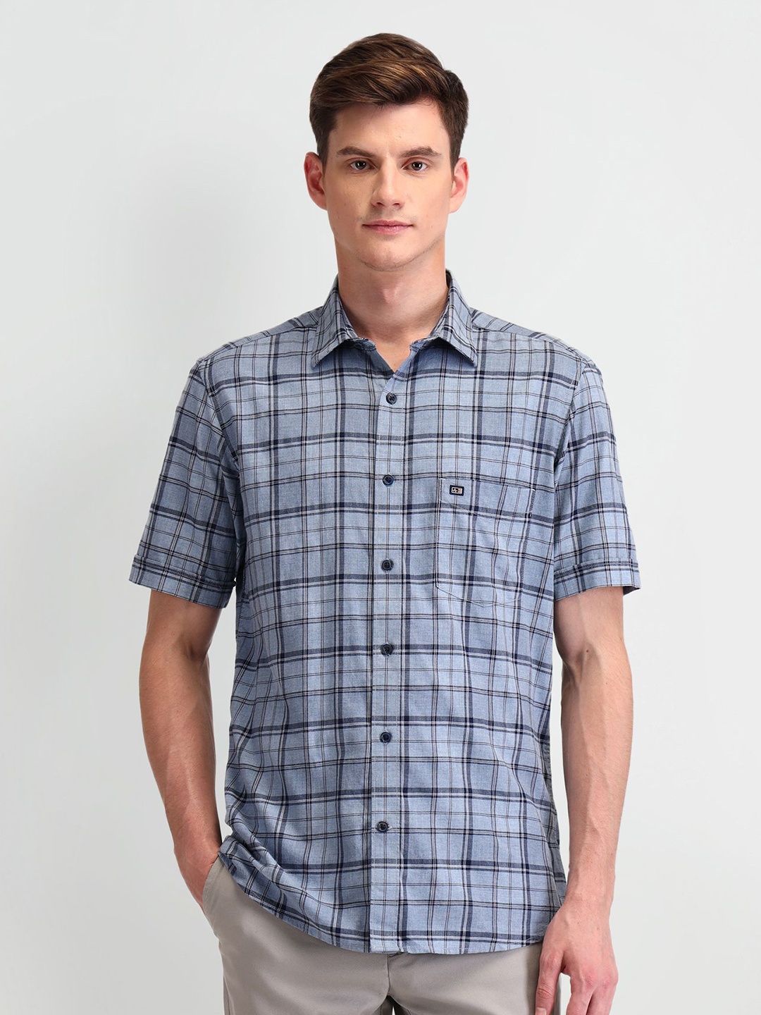 

Arrow Sport Men Classic Opaque Checked Casual Shirt, Blue