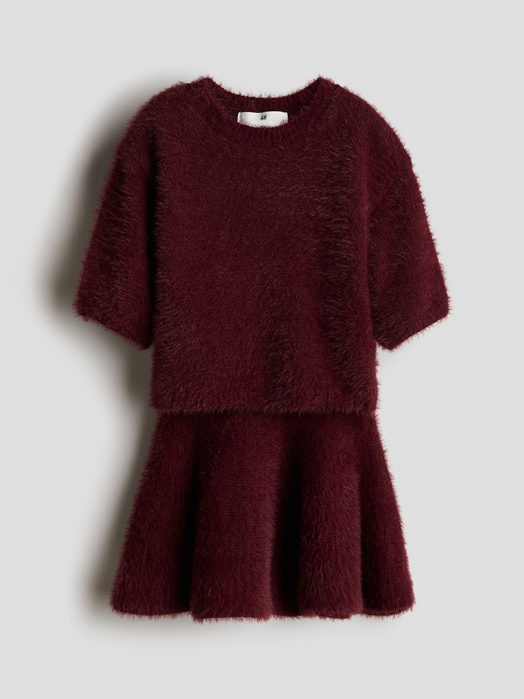 

H&M 2-Piece Fluffy Knit Set, Burgundy