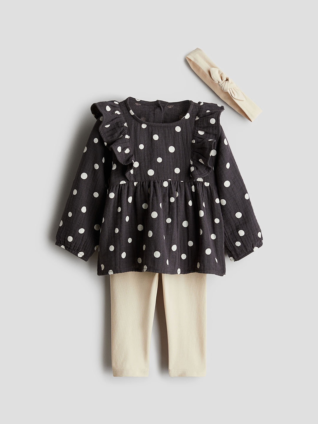

H&M 3-Piece Cotton Clothing Set, Black