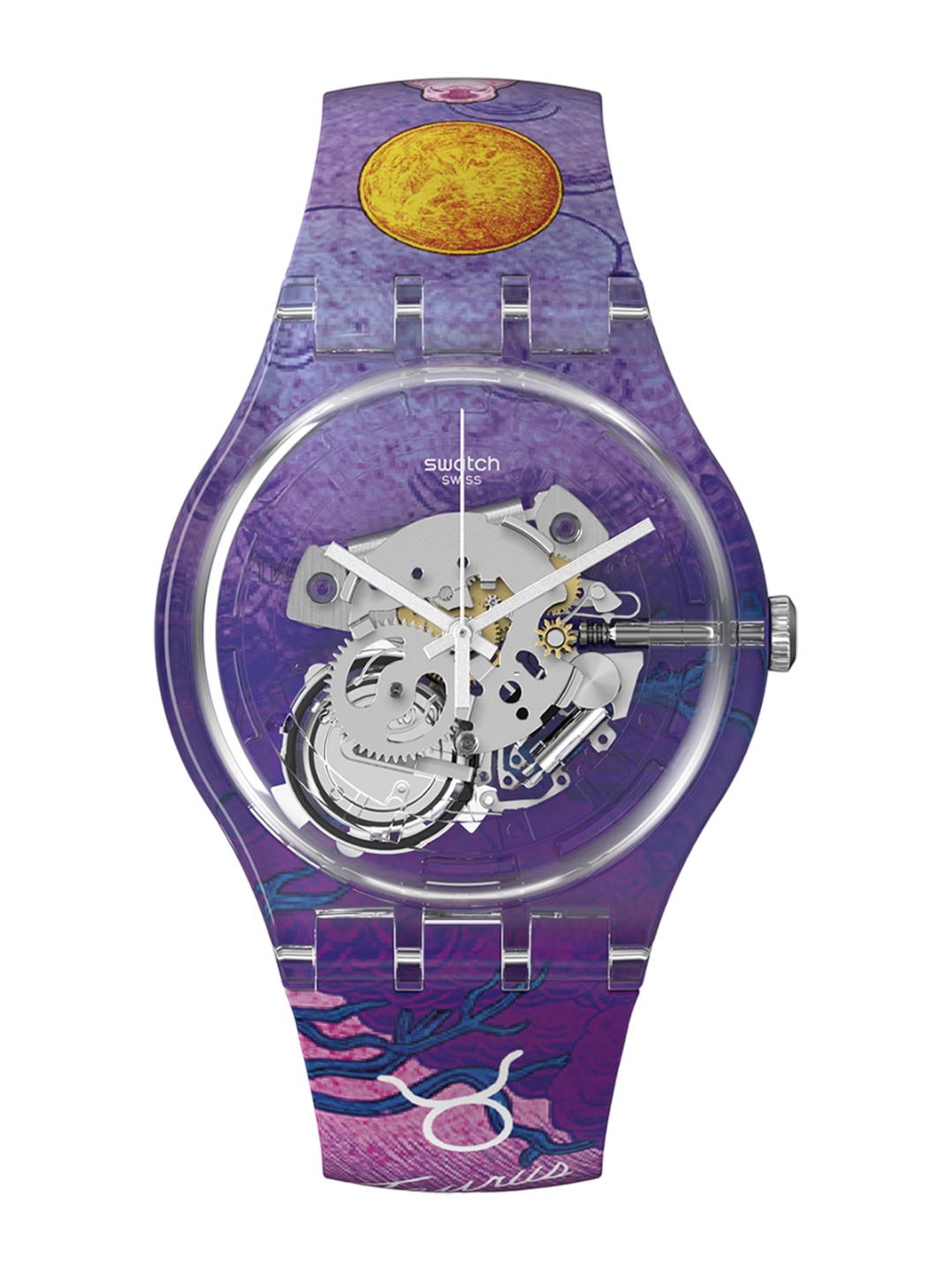 

Swatch Unisex Skeleton Dial & Textured Straps Analogue Watch SUOK137-042_SWATCHWATCH, Purple