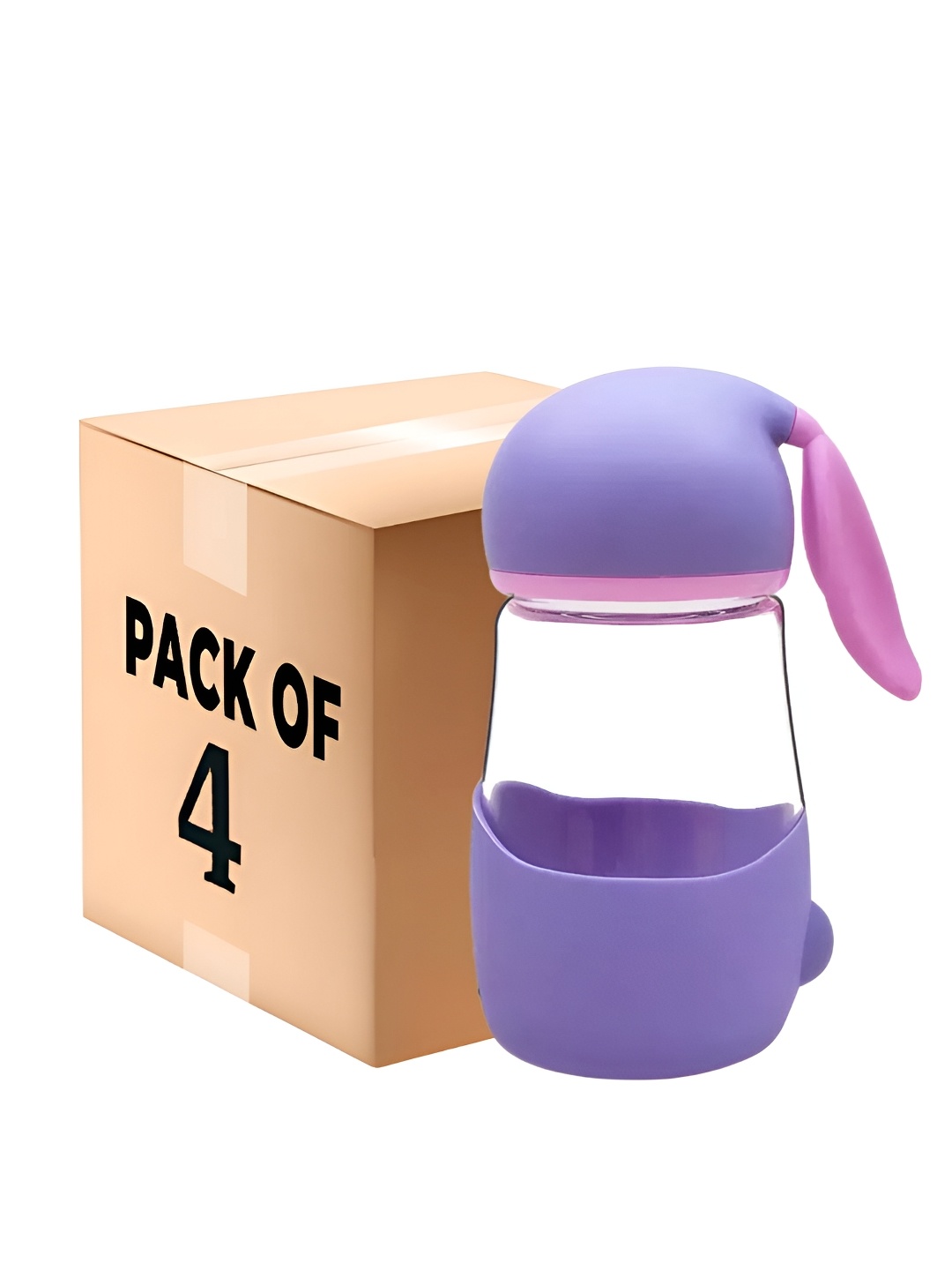 

WELOUR Purple Set of 4 Glass Water Bottle