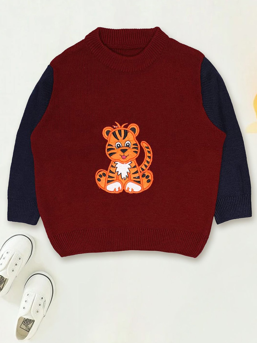 

CHKOKKO Boys Animal Printed Woollen Pullover, Maroon