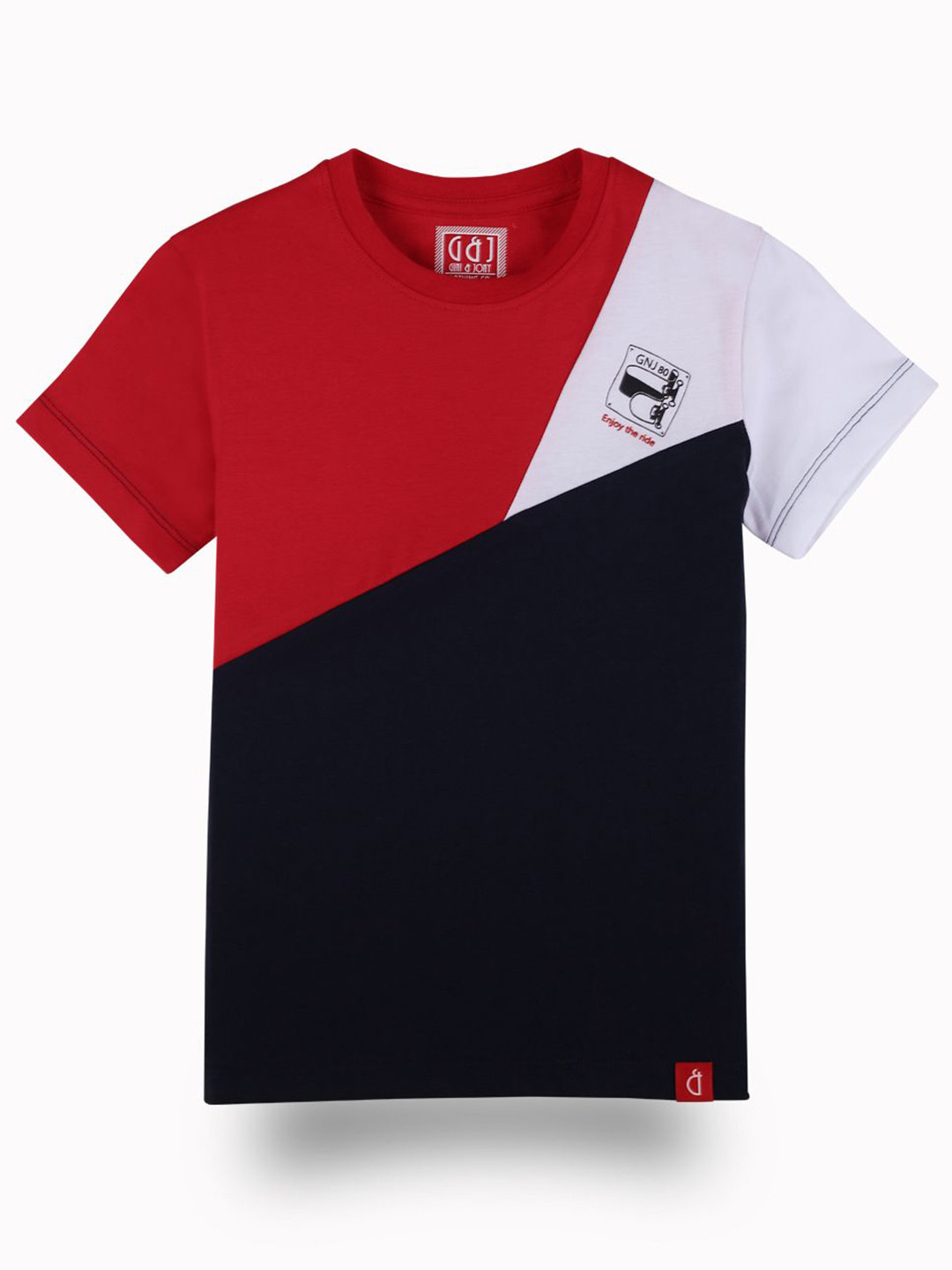 

Gini and Jony Boys Colourblocked Round Neck Cotton T-shirt, Navy blue