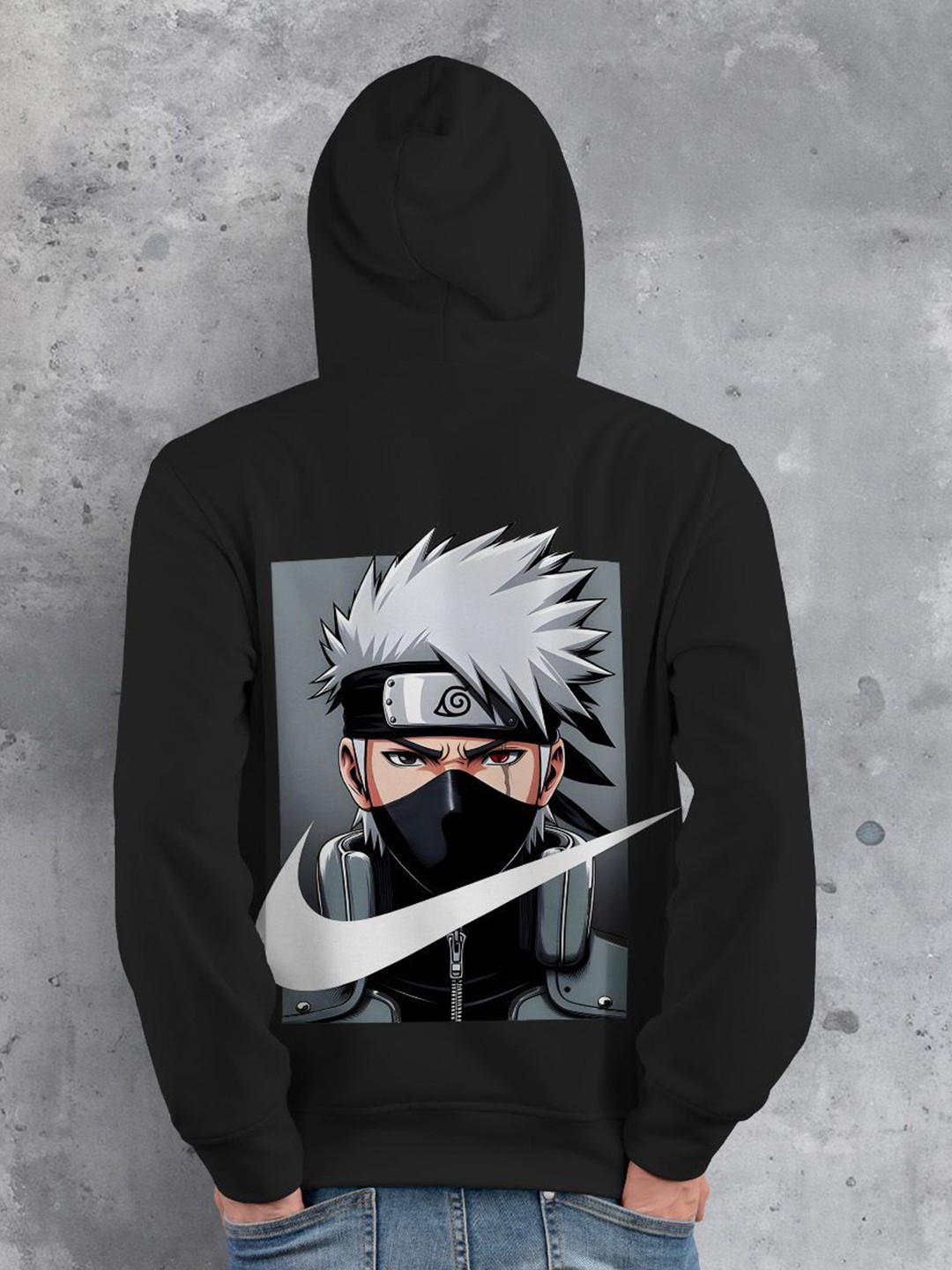 

fanideaz Men Printed Hooded Sweatshirt, Black