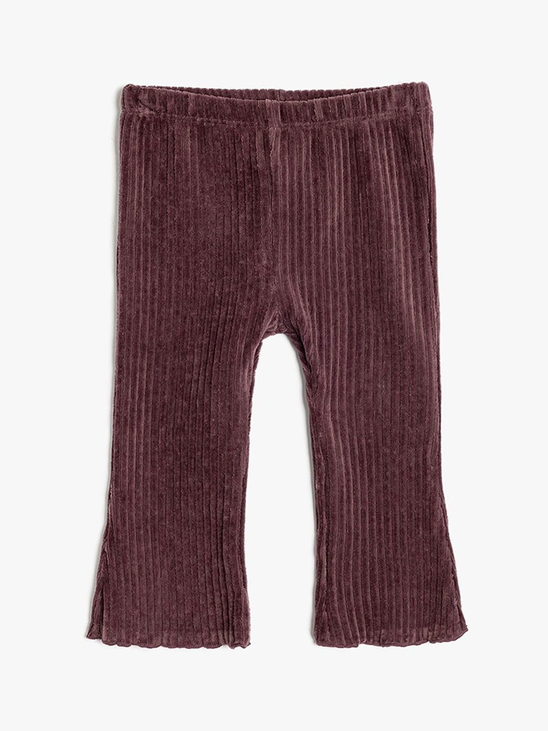 

Koton Girls Ribbed Pure Cotton Mid Rise Trousers, Maroon