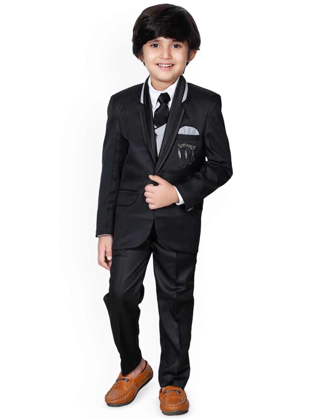 

BAESD Boys Single-Breasted 5-Piece Suit, Black