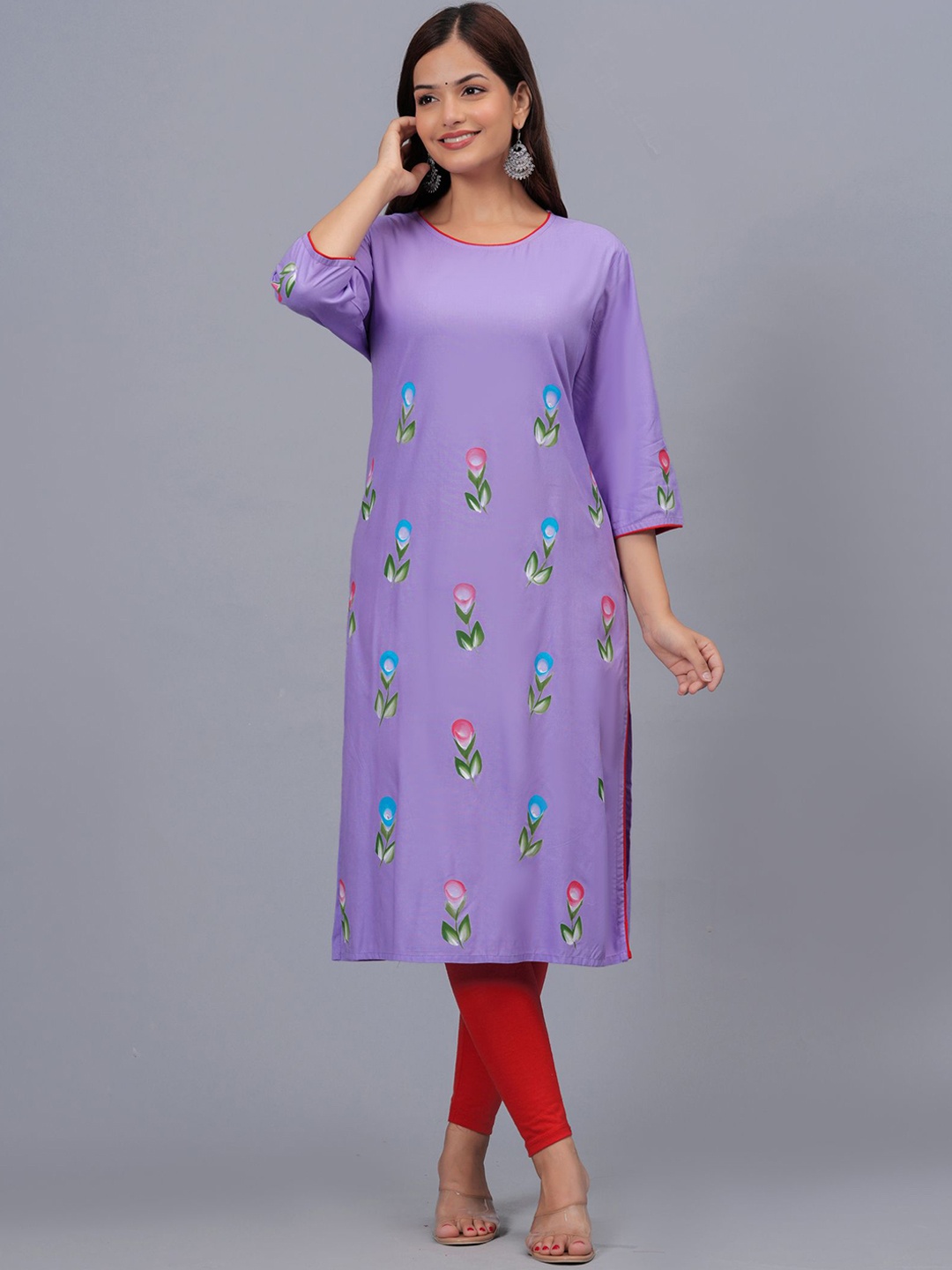 

Bachuu Floral Printed Regular Straight Kurta, Lavender