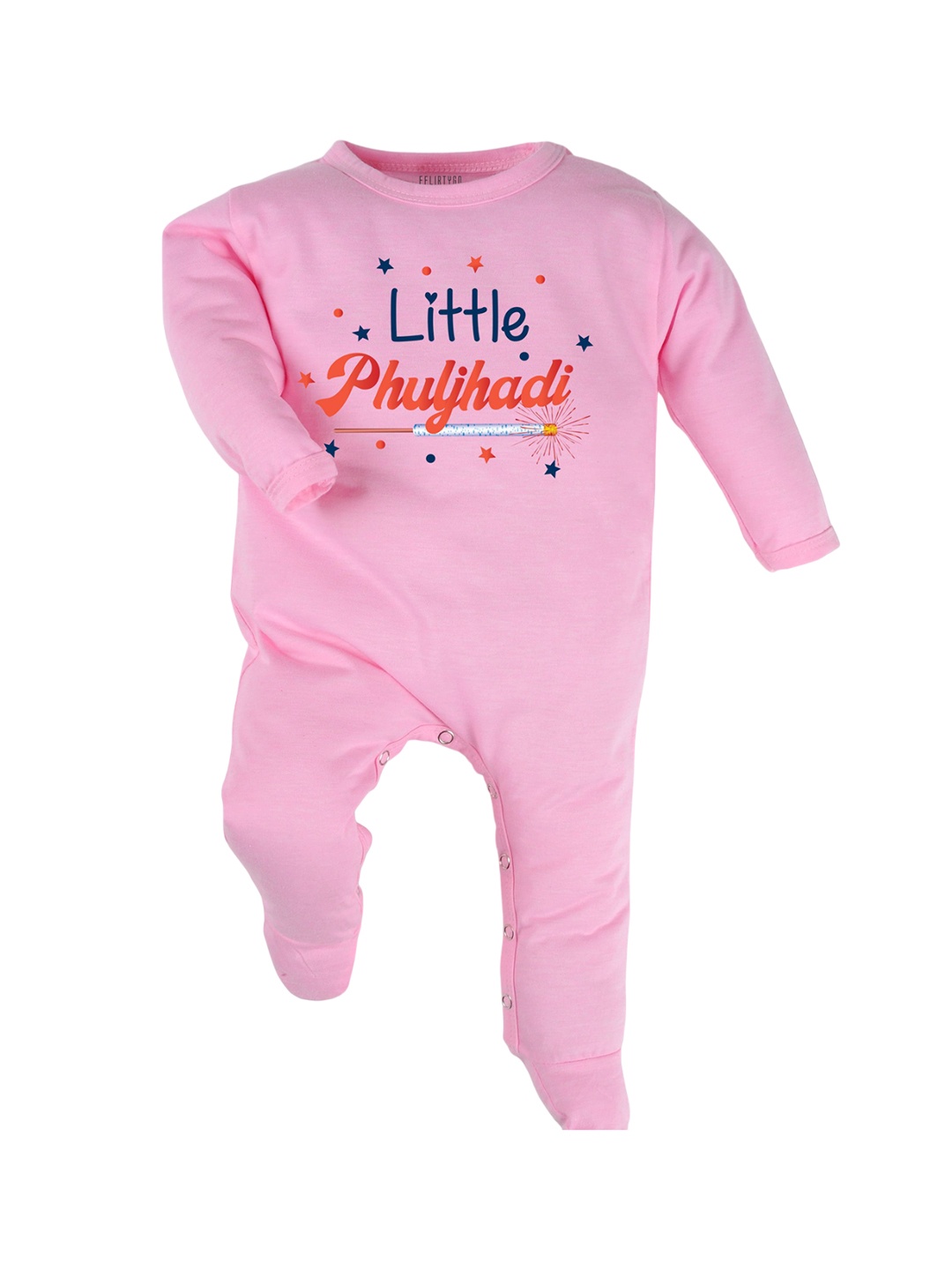 

FFLIRTYGO Unisex Kids Diwali Special Printed Pure Cotton Sleepsuit, Pink