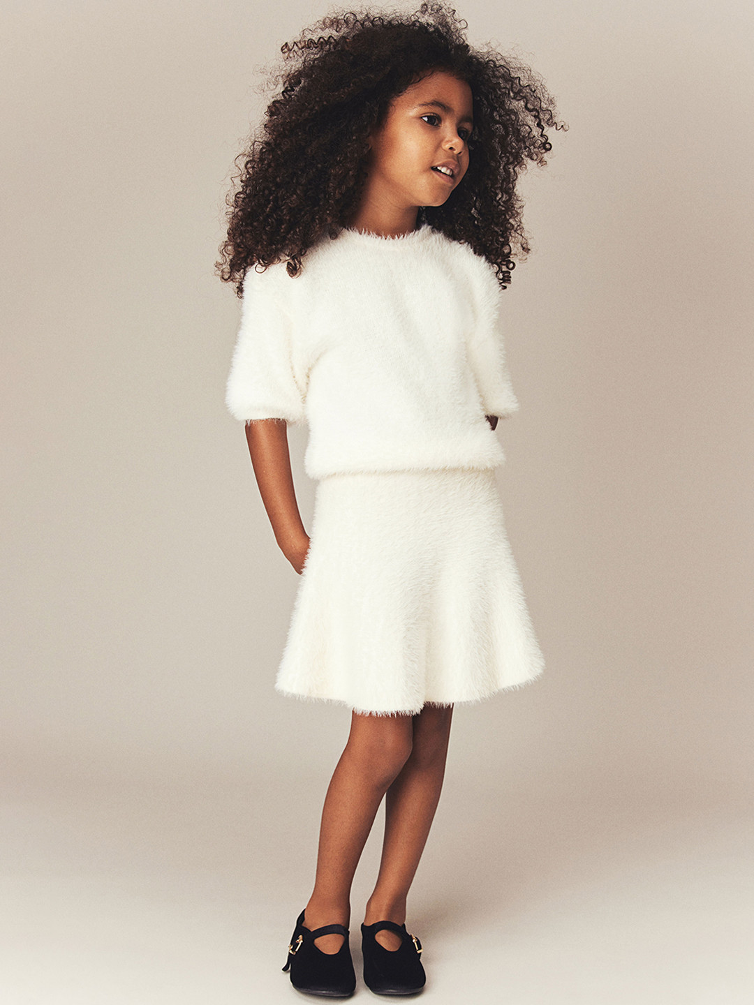 

H&M 2-Piece Fluffy Knit Set, White