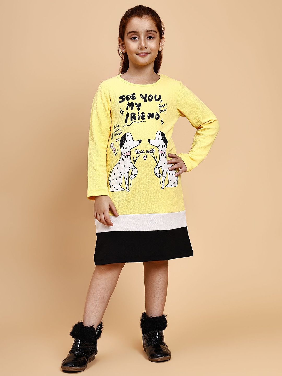 

YK Print A-Line Dress, Yellow