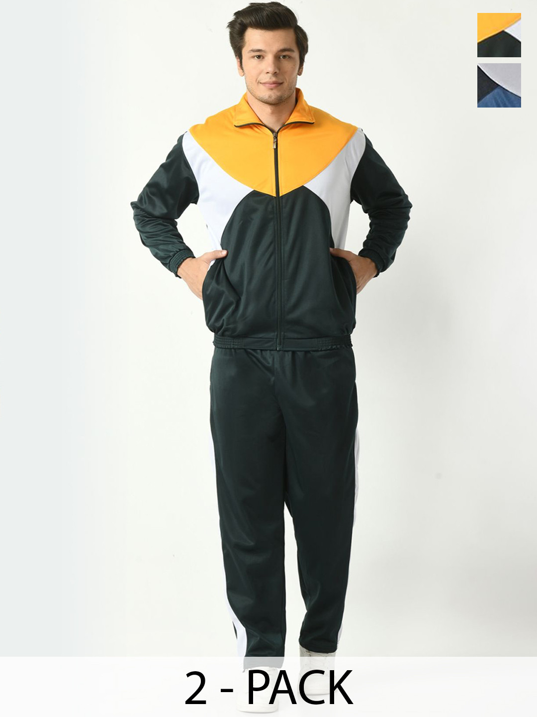 

BAESD Pack Of 2 Men Colorblocked Tracksuits, Green