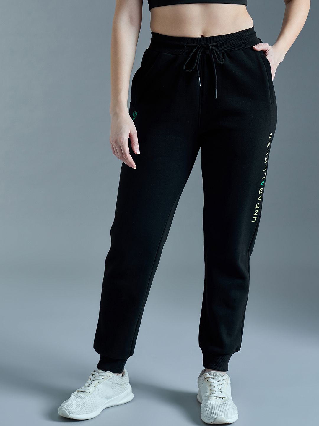 

SG Women Brand Logo Printed Mid Rise Jogger, Black