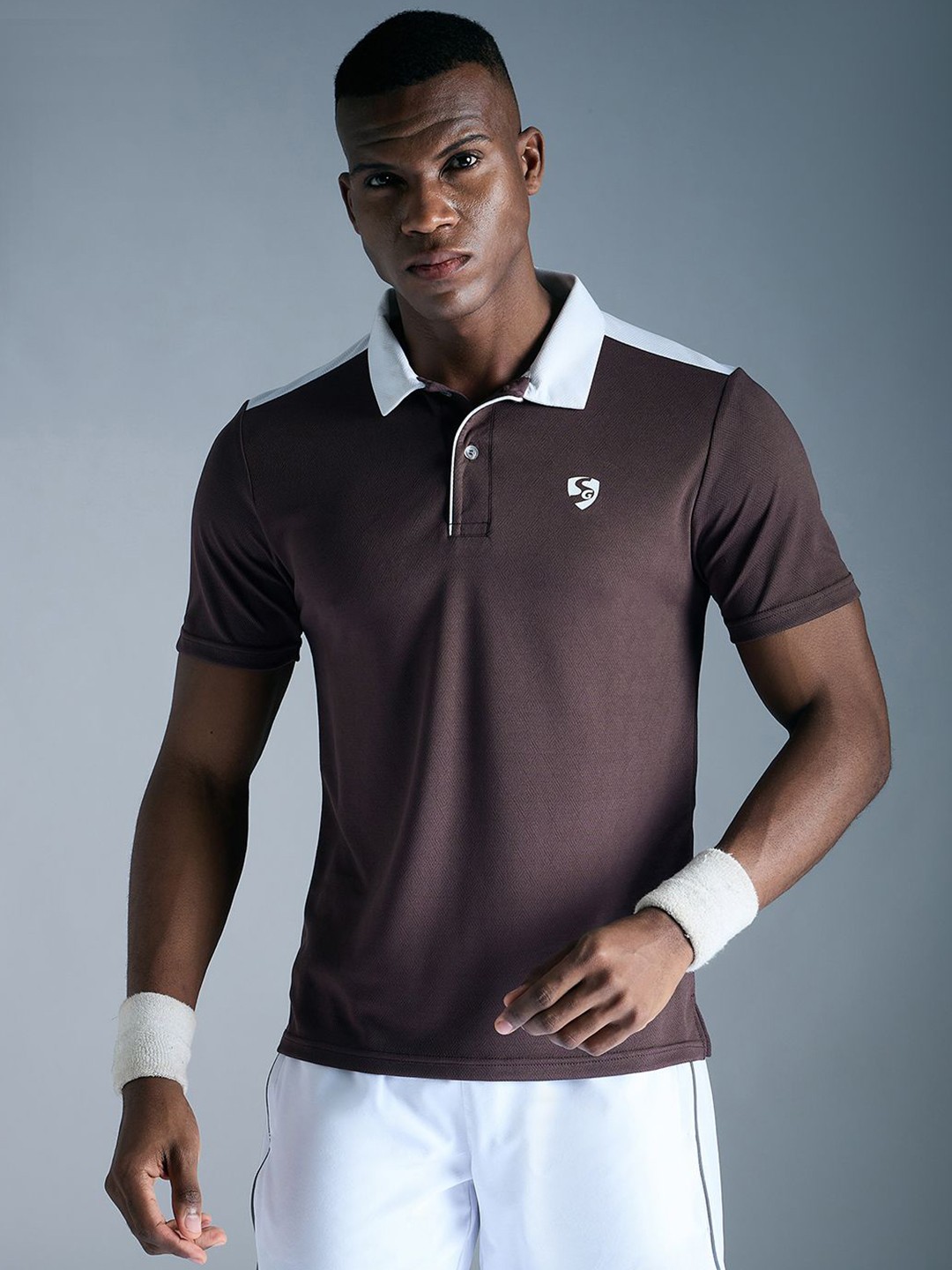 

SG Men Solid Polo Collar T-shirt, Brown