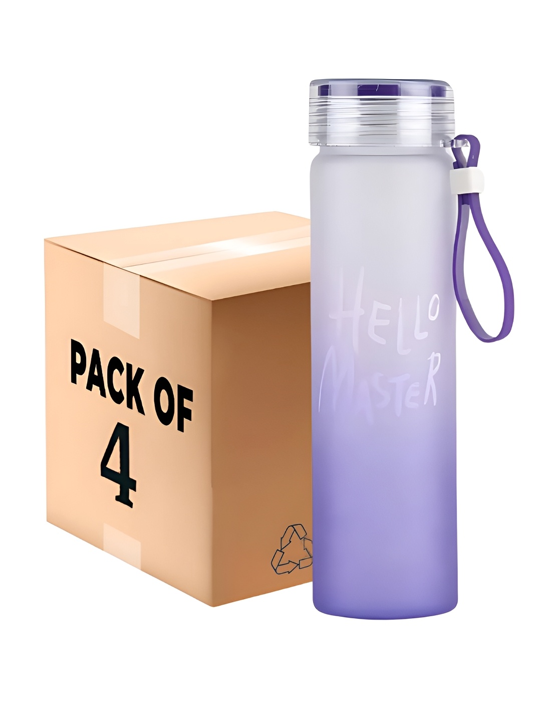 

WELOUR Purple 4 Pieces Glass Water Bottle 450ml