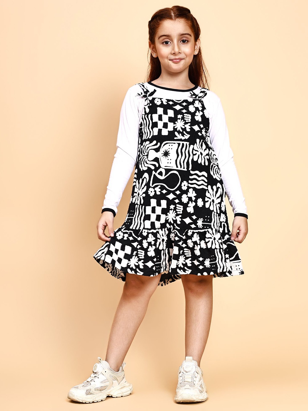 

YK Floral Print Fit & Flare Dress, Black