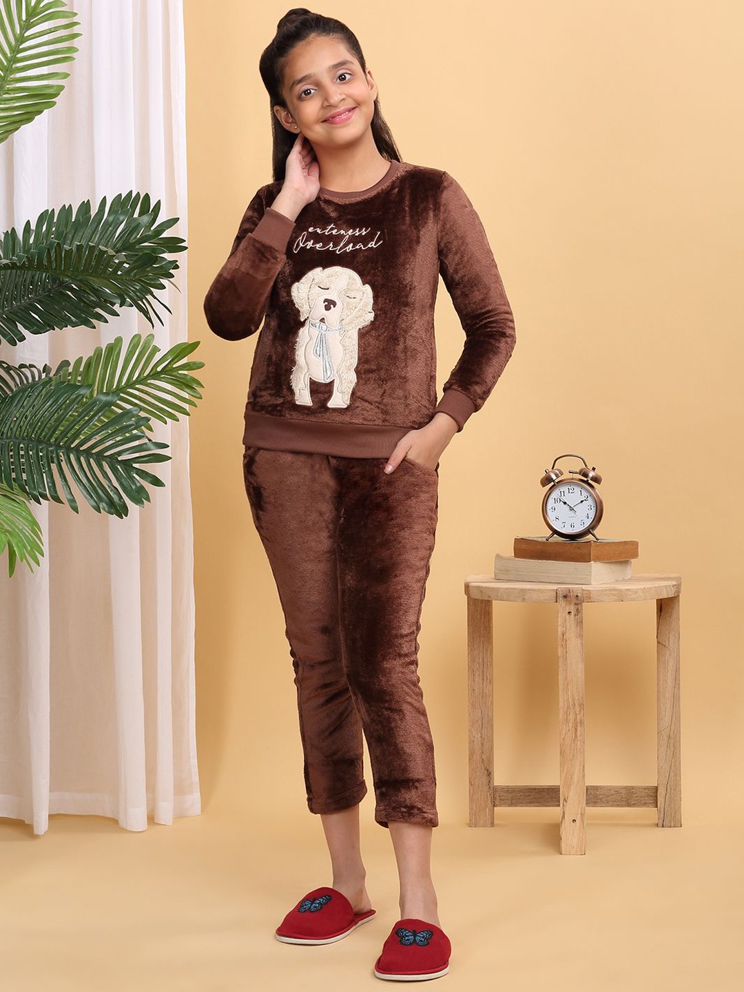 

Sweet Dreams Printed Night suit, Brown