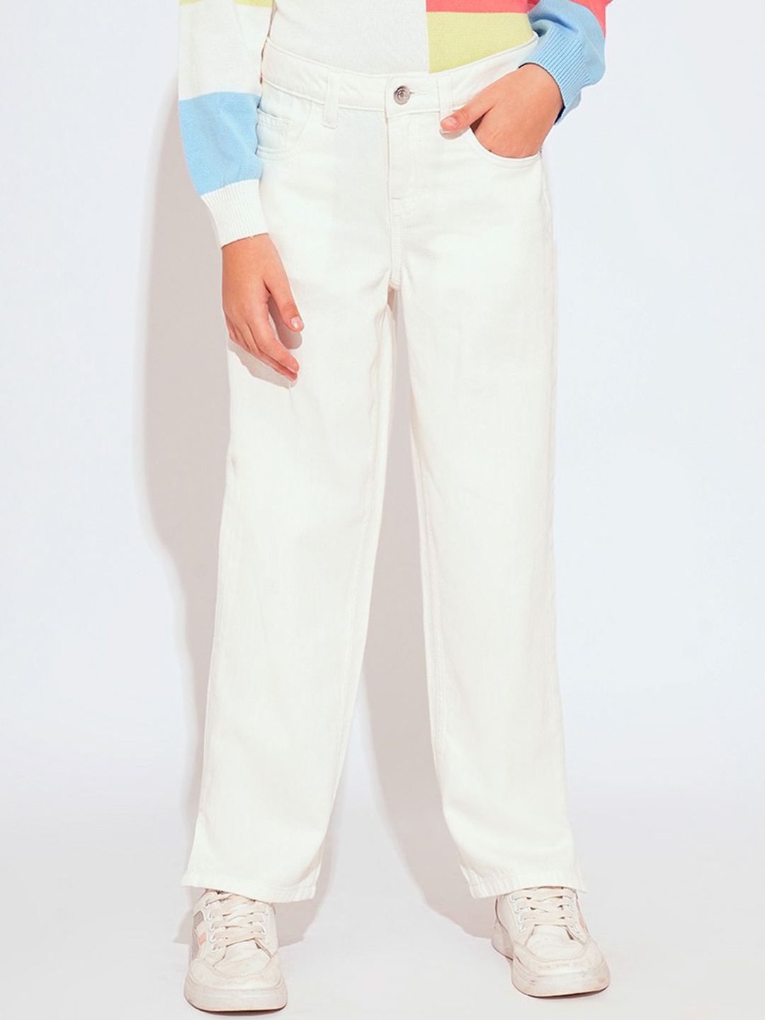 

Vero Moda Girls Straight Fit High-Rise Stretchable Jeans, White