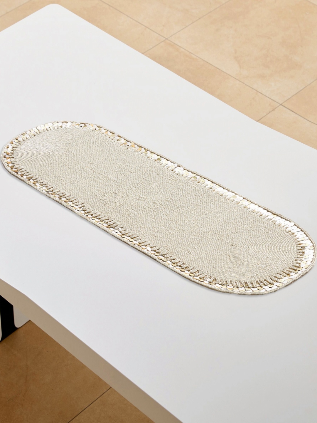 

Home Centre Halcyon Beige Embellished Beaded Table Runner