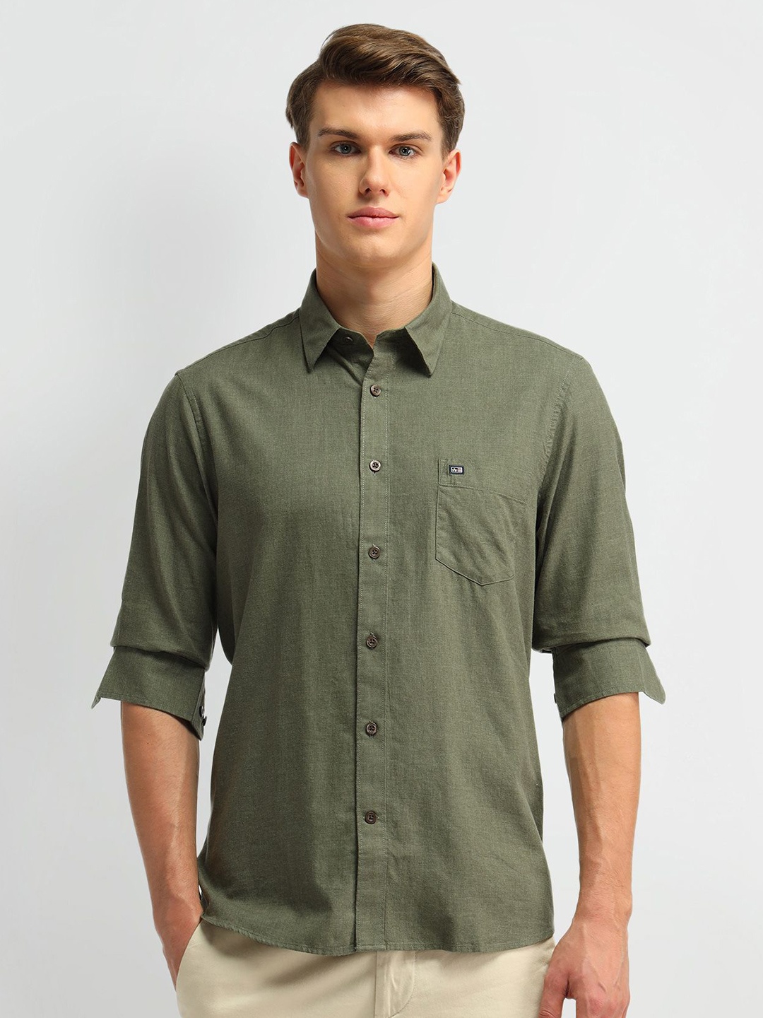 

Arrow Sport Men Classic Tailored Fit Opaque Casual Shirt, Olive