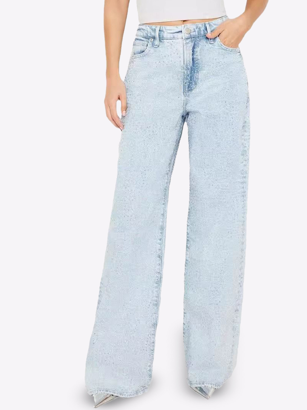 

StyleCast Women Relaxed Fit Embellished Stretchable Jeans, Blue