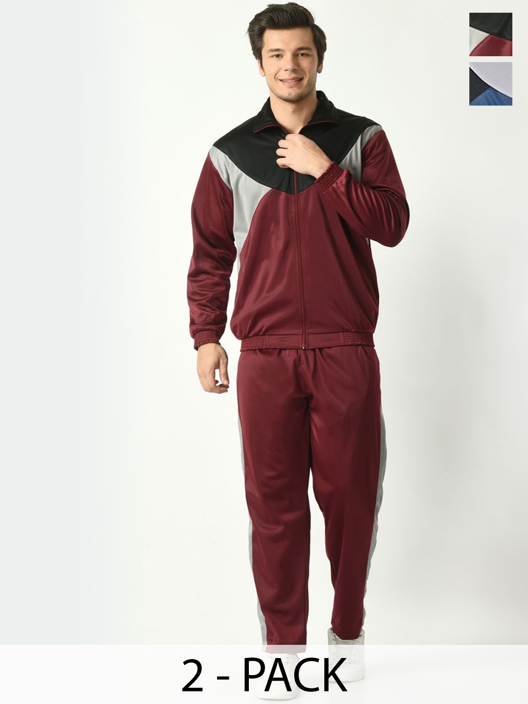 

BAESD Men Pack Of 2 Colorblocked Tracksuits, Brown