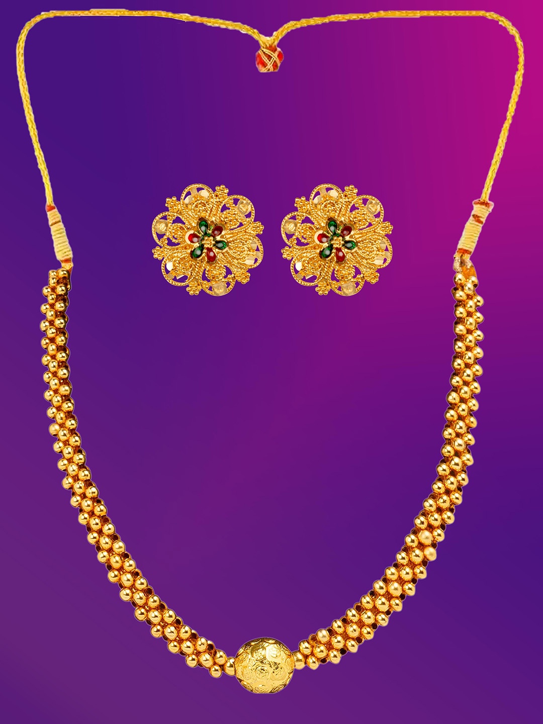 

Lila Gold-Plated Stones-Studded Jewellery Set