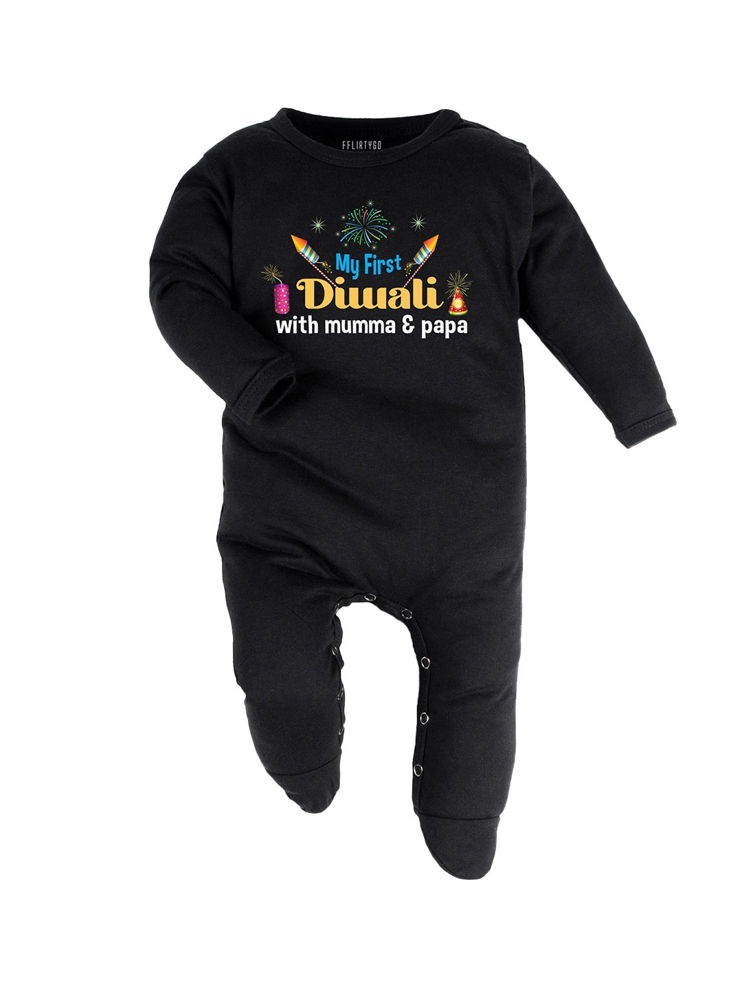 

FFLIRTYGO Infants Kids Printed Baby Wear Cotton Sleepsuit, Black