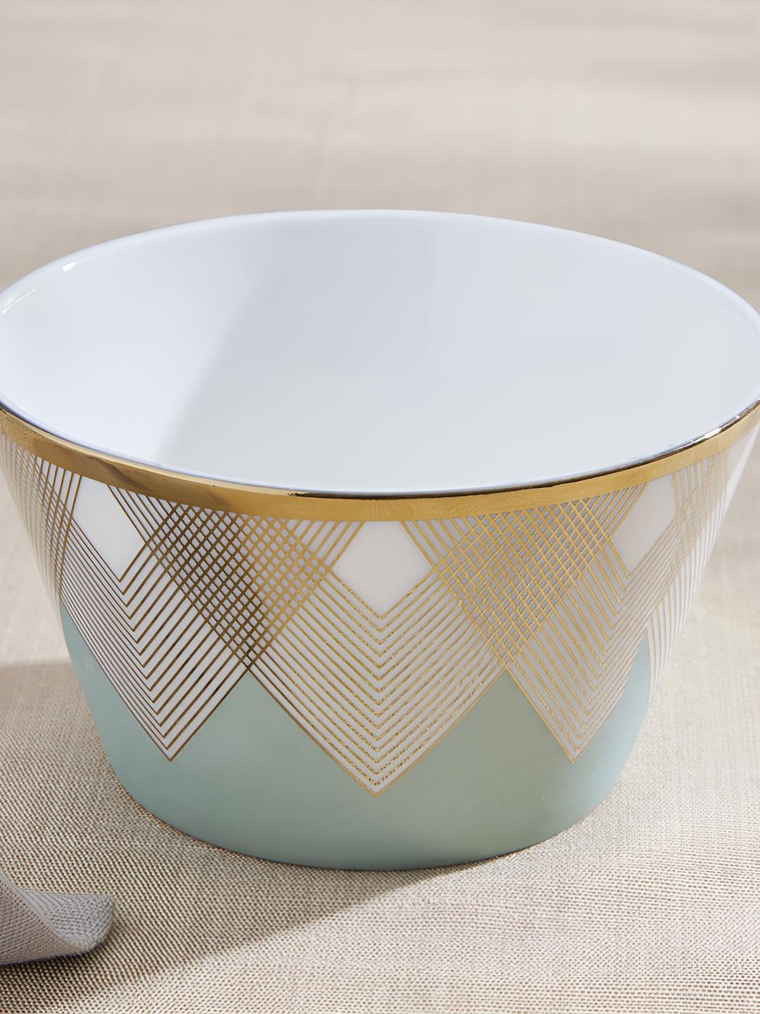 

Home Centre Grey Printed Glossy Bone China Serving Bowl- 530ml